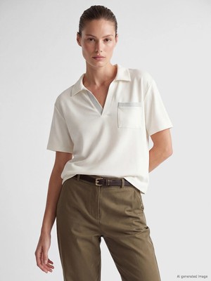 Lc Waikiki Yeni Sezon Ekru Polo Yaka Kadın Tişört