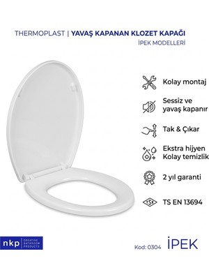 Primeaks Ipek Oval Yavaş Kapanan Klozet Kapağı Soft Close Klozet Kapağı