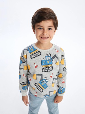 LC Waikiki Lcw Baby Bisiklet Yaka Uzun Kollu Baskılı Erkek Bebek Sweatshirt