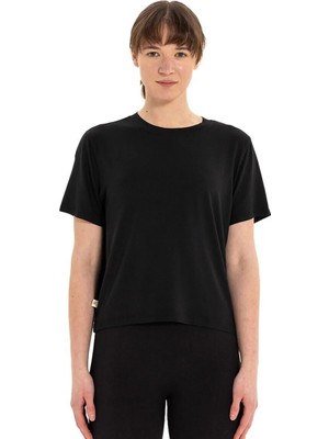 Inguz Modal Bisiklet Yaka Basic Yoga T-Shirt Siyah - S