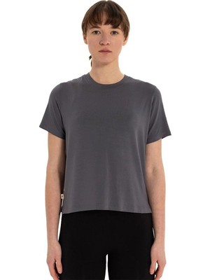 Inguz Modal Bisiklet Yaka Basic Yoga T-Shirt Gri - L