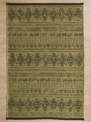 Enva Home Makinede Yıkanabilir Yumuşak ve Kaydırmaz Tabanlı Şönil Halı Kilim Green