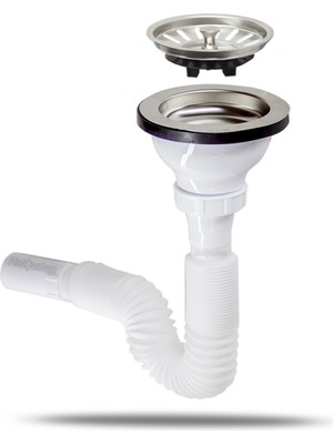Güçlü Paslanmaz Geniş Süzgeçli Lavabo Sifonu 80 cm Uzunluk Büyük Mutfak İçin Uygun