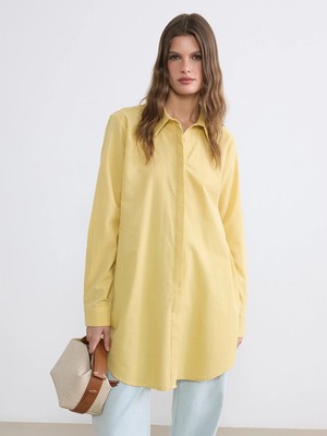 Lc Waikiki Yeni Sezon Sarı Poplin Kadın Gömlek Tunik