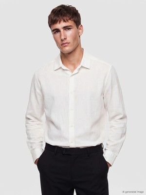 Lc Waikiki Yeni Sezon Beyaz Regular Fit Armürlü Erkek Gömlek