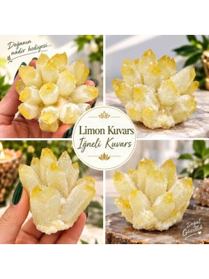 Best Bioenerji Taş Terapi Limon Kuvars (Iğneli Kuvars) Doğal Taş Ham Kütle.