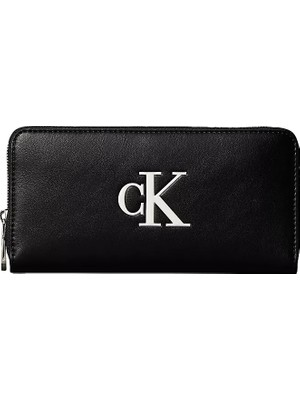Calvin Klein Kadın Ck Desenli Kart Bölmeli Deri Siyah Cüzdan LV04F1077G-3L2