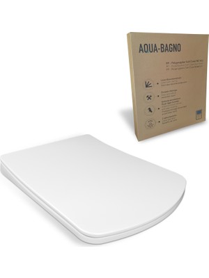 Aqua Bagno Urban Yavaş Kapanan Klozet Kapağı Beyaz Kare Formda Tek Parça Çevre Dostu PP Plastik