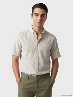 Lc Waikiki Yeni Sezon Beyaz Regular Fit Çizgili Erkek Gömlek