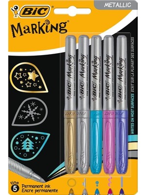 Bic Metalik Renkler 5'li Marking Keçeli Kalem Seti Çeşitli Renkler ile Kırtasiye Ürünü