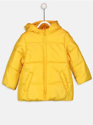 LC Waikiki Baby Sarı Kız Bebek Kapüşonlu Fermuarlı Mont