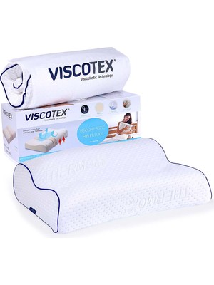 Viscotex Yüksek Boyun Destekli Visco Yastık 55x40 cm Orta Sertlikte Ergonomik Tasarım
