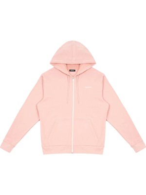 Beord Pembe %100 Pamuk Kapüşonlu Fermuarlı Regular Sweatshirt Zip 0002 BZT1-135