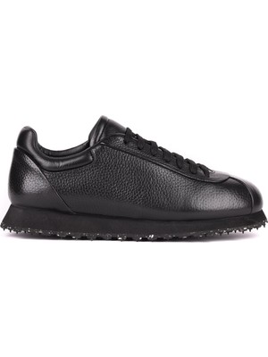 Shoetyle - Hakiki Deri Siyah Renk Günlük Erkek Sneaker - 666-10-110