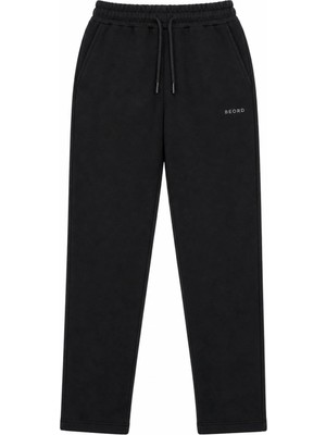 Beord Unisex Siyah %100 Pamuk 3 Cepli Düz Paça Eşofman Altı BSP1-136