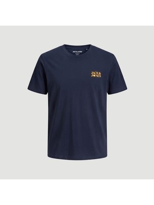Jack & Jones Erkek Gögüs Baskili Relaxed Fit Kisa Kollu Tisört - Sun
