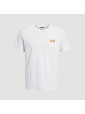 Jack & Jones Erkek Gögüs Baskili Relaxed Fit Kisa Kollu Tisört - Sun