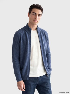 Lc Waikiki Yeni Sezon Mavi Regular Fit Dik Yaka Erkek Triko Hırka