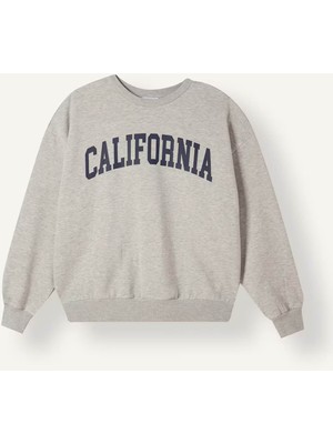 Defacto Oversize Baskılı Açık Gri Kadın Sweatshirt I6357AX/GR110