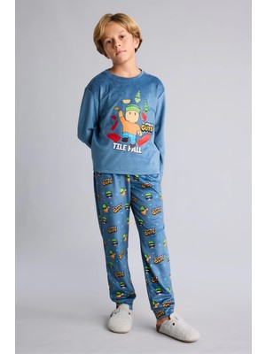 DeFacto Stumble Guys Baskılı Kadife 2'li Pijama Takımı Erkek Çocuk I3436A826CW