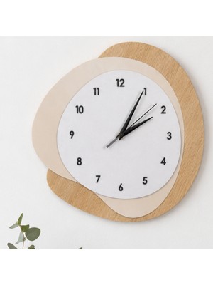 Lodos Modern Asimetrik Tasarım Ahşap Duvar Saati - 35 cm - Sessiz Akar Mekanizma