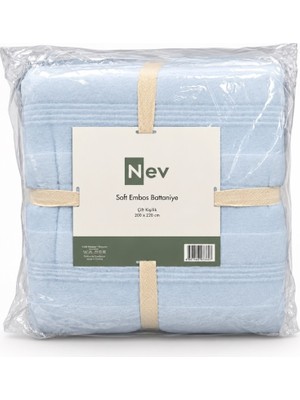 Özdilek Nev Serisi Soft Embos Çift Kişilik Battaniye (200X220) - Buz Mavi
