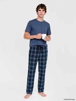 Lc Waikiki Yeni Sezon Petrol Regular Fit Ekose Erkek Pijama Altı