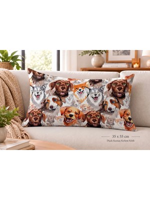 Kilia Home Duck Kumaş Köpek Desenli Iç Dolgulu Kırlent – Dekoratif Yastık , Iç Dolgulu, Duck Kumaş Dekoratif Yastık Kılıfı ve Iç Dolgu