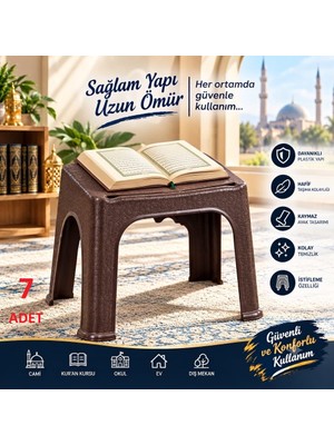 Bahometr Rahle Dayanıklı Hafif Cami Kuran Kursu Okul Ev Dış Mekan Sağlam Plastik Kuran Rahle Kahverengi MA098 ( 7 Adet )