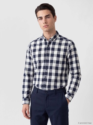 Lc Waikiki Yeni Sezon Ekru Regular Fit Ekose Gabardin Erkek Gömlek