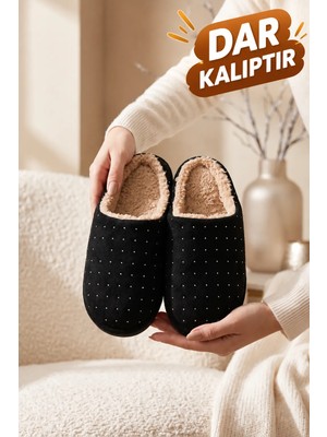 Slipcat Kadın, Parıltılı, Taşlı, Içi Yünlü, Yumuşak, Sıcak Tutan, Peluş Ev Terliği