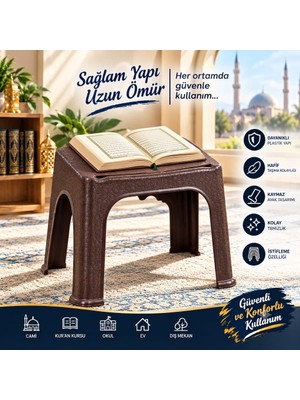 Bahometr Rahle Dayanıklı Hafif Cami Kuran Kursu Okul Ev Dış Mekan Sağlam Plastik Kuran Rahle Kahverengi MA098 ( 1 Adet )