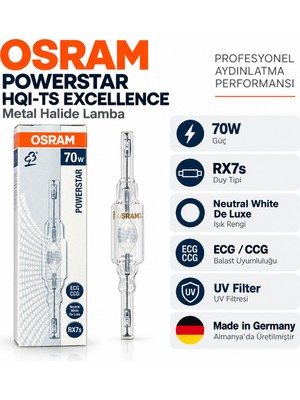 Osram Powerstar Hqı-Ts Excellence 70W RX7S Metal Halide Ampul Neutral White De Luxe