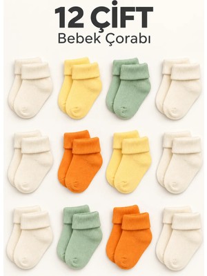 Karamila 12'li Bebek Çorap Nefes Alabilir Düz Desen Doğal Bambu Malzeme