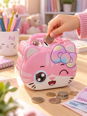 Biton Toptan Çocuklar Için Sevimli Kumbara 9X15 cm Kedi Unicorn Figürlü Para Biriktirme Kumbarası