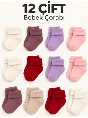 Karamila 12'li Doğal Bambu Bebek Çorap / Yenidoğan Bebek Çorap