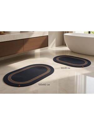 Nakkaş Home 2\'li Jüt Klozet Takımı Siyah-Koyu Kahve 2li Oval