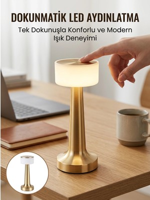 Astraltech Kablosuz Renkli Masa ve Gece Lambası Altın Rengi Dokunmatik LED Lamba Yeni Nesil