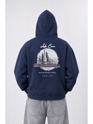 Respire Erkek Lake Como Patch Detaylı Oversize Hoodie Lacivert