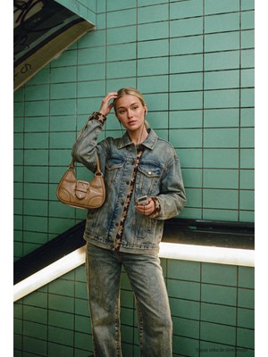It's Basic Kadın 4W6-11 Relaxed Fit Oversize Tasarım Denim Ceket