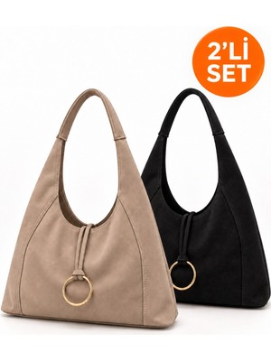 Adelina Bags 2'li Çanta Paketi Süet Salaş Omuz Çantası Fermuarlı Astarlı Geniş Model 2'li Çanta Paketi Süet Salaş Omuz Çantası Fermuarlı Astarlı Geniş Model 2 Adet