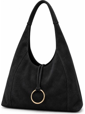Adelina Bags Kadın Süet Salaş Omuz Çantası Fermuarlı Astarlı Geniş Model