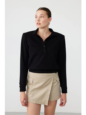 Facette Aden Vatkalı Polo Yaka Basic Siyah