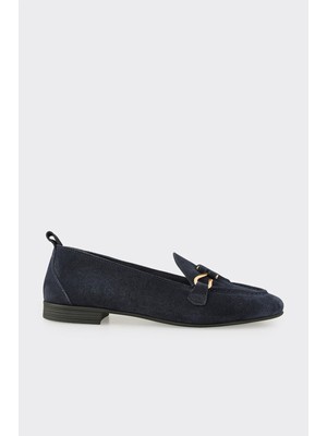 Elle Lacivert Deri Kadın Loafer