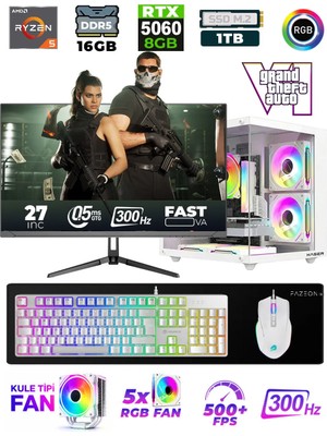 Xaser Live X40 Ryzen 5 7500F 16GB Ddr5 Ram 1tb M.2 Nvme SSD 8gb RTX5060 27" 240Hz Masaüstü Oyuncu Bilgisayarı