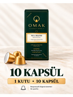 Omak No.1 Blend Kapsül Kahve 10 Kapsül - 1 Kutu x 10 - Nespresso Original Uyumlu
