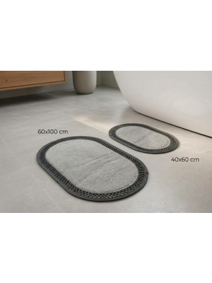Nakkaş Home 2\'li Jüt Peluşlu Gri Klozet Takımı 2li Oval