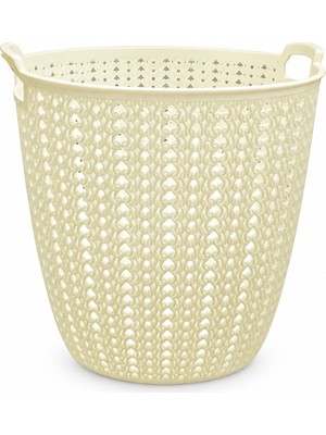 Hazar Yuvarlak Ajurlu Örgü Desenli Plastik Çamaşır Sepeti