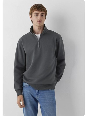 Jack & Jones Mavı  M0S10278 Yarım Fermuarlı Dık Yaka  Sweatshırt