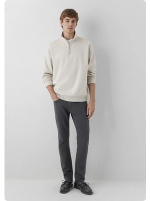 Jack & Jones Mavı  M0S10278 Yarım Fermuarlı Dık Yaka  Sweatshırt